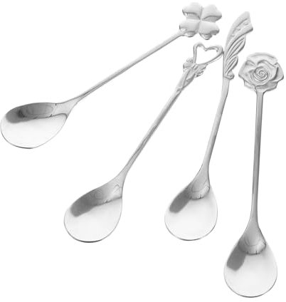 Amosfun 1 cuchara para remover café cuchara de leche dita pequeña beber para mezclar cucharillas Cucharilla de café de aparato de cocina Acero inoxidable Silver