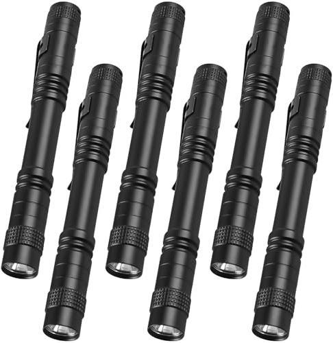 GAOUTO 6 Stück LED Taschenlampe, Wasserdicht Klein Taschenlampe mit Clip die Beleuchtung, Hohe Lumen Weißes Licht Mini, Penlight für Camping, Wandern, Notfall und Außenbereich