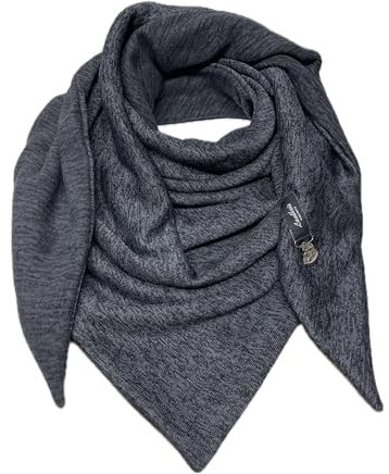 Landhuis Handmade – XXL Dreieckstuch aus Strickfleece in grau schwarz melange – kuschelig & elegant – Einzelstück