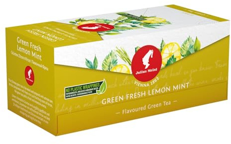 Julius Meinl Tea Premium Chinese Green with Fresh Mint & Lemon Scent - 25 Individually Wrapped Biodegradable Tea Bags - Authentic Viennese Coffeehouse Heritage - Refreshing Hot or Iced Tea Blend