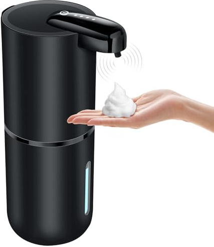 AiQInu Dispensador de Jabón Automático, Dispensador Pared con 4 Niveles Ajustables, IPX5 Resistente, USB Sensor Dispenser Jabon Cocina, para Champú y Acondicionador, para Baño Hotel Oficina