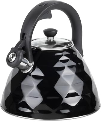 RESTO Flötenkessel 3,0L, Wasserkessel Edelstahl, Wasserkocher mit mehrschichtigem Kapselboden, Pfeifenkessel für Induktionsherd, Gasherd und Elektroherd