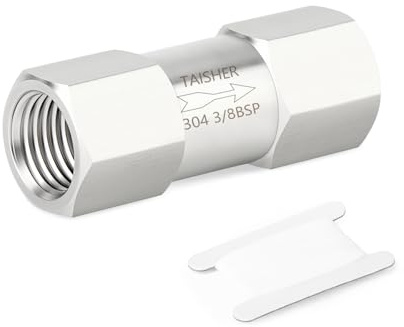 TAISHER 1 Stück 304 Edelstahl 3/8 BSP Innengewinde x 3/8BSP Innengewinde Rückschlagventil, Rückflussverhinderer, Rückschlagventile mit Einweg-Rückschlagventil