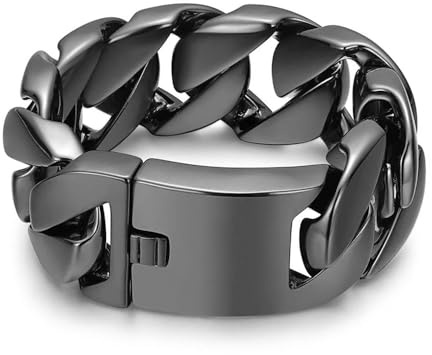 Qiaonitu 31 mm großes, schweres Herren-Armband aus Edelstahl, kubanische Panzerkette, Biker-Kette, Gliederarmband, Schmuck, Silber- und Goldton, 24cm, Edelstahl, Kein Edelstein