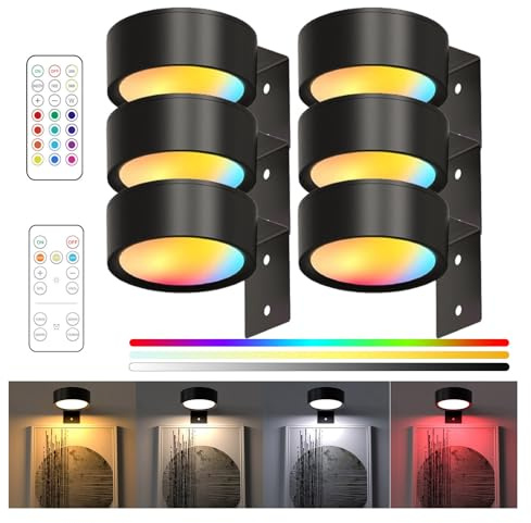 Magnetisches Mallicht Mit 13 Beleuchtungsmodi, Bilderleuchte Kabellos, Bild Beleuchtung Wand Kabellos, Bildbeleuchtung Kabello Mit Fernbedienung Und Timer, Zeitgesteuertes Herunterfahren (Black*6)