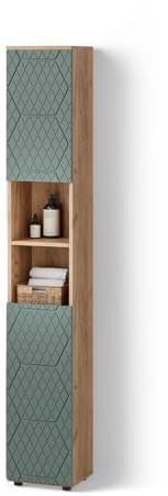 Livinity Badschrank Ronco, Grün/Goldkraft Eiche, 30 x 192 cm