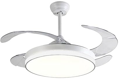Ventilador de Techo LED con Aspas Retráctiles, 108cm, Luz Blanca, Blanco | Control Remoto