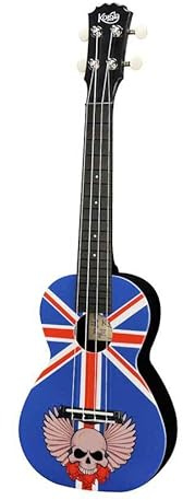 Korala Konzert Ukulele PUC-30-003 Union Jack mit Skull – stylische 23 Ukulele aus robustem ABS – ideal für Anfänger & Fortgeschrittene – langlebig, stimmstabil, coole Grafik, leicht & reisefreundlich