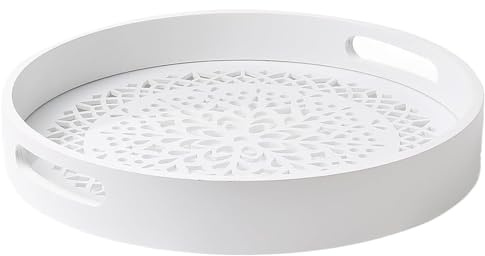 Bandeja de Madera – Plato rústico Vintage, Bandeja alimentaria de Madera Natural | Centro de Mesa de Estilo Granja para Frutas, postres, Soporte para Velas, presentación en Mesa Baja
