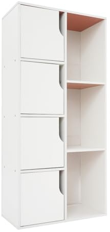 HPDTZ Freistehender Lagerschrank, Schrank Weiss Schmal Aufbewahrung Möbel Wohnzimmer Schlafzimmer 50 cm breit 24 cm tief 105 cm Hoch 7 Fächer Organisation Zuhause