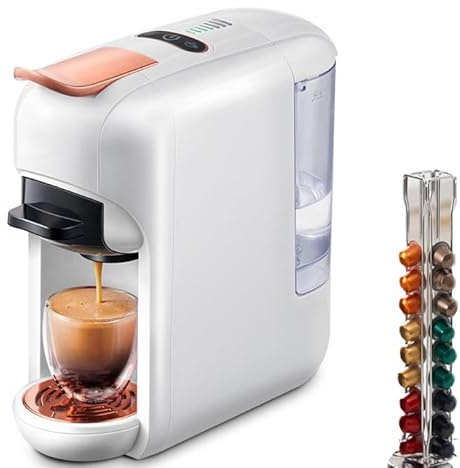 QYDZSHOP Macchina da caffè a Capsule 5 in 1, Macchina da caffè Multi-Capsula per Bevande Calde E Fredde, Estrazione a Temperatura Costante di 92°, Alta Pressione di 19 Bar, per L'Ufficio Domestico