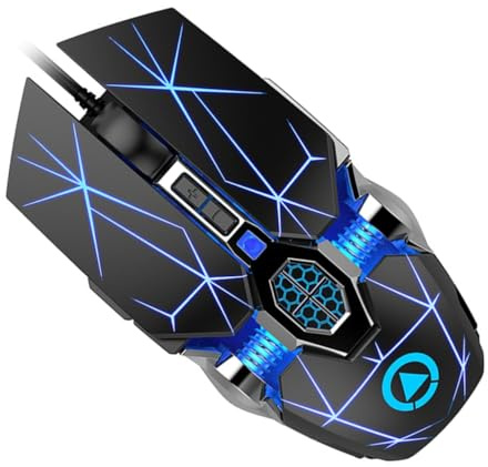 LRXIYODE Mouse da Gioco USB Cablato Ergonomico LED Rgb, Precisione Ottica Plug And Play per PC e Laptop, Design Nero Opaco per Gaming Competitivo