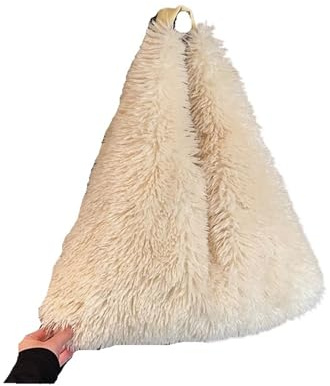 ZUGLQYSX fluffig tygväska fluffig plysch handväska tygväska vinter kvinnor väska fuskpäls axel mjuk stor kapacitet lammull shopping dam, gUL, (30cm(Max Length(50cm)