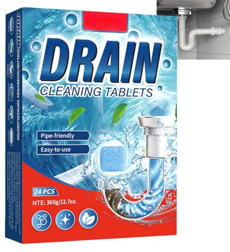 24 Pieces Abflussreiniger Rohrreiniger,WC Reiniger Stark,Abflussreiniger für Küche und Bad, Toilettenreiniger entfernt Haare, Schnell wirkendes Pulver für freie Abflüsse, Effektiv und Materialschonend
