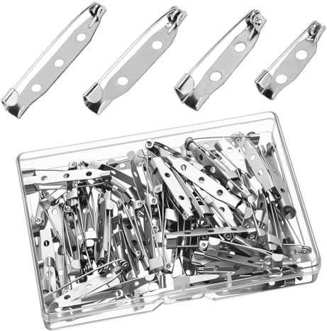100 Stück Broschennadeln, 4 Größen Anstecker Pin Sicherheitsnadeln Anstecker Pin Metall Pins Sichere Verschlussspange für Schmuck Und Handarbeiten Broschennadel Sicherheitsnadel (Silber)