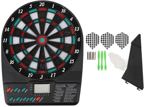 POENVFPO POENVFPO Elektronisches Dartscheiben-Set mit Automatischer Wertung, Darts mit Weicher Spitze und Mehreren Spielmodi für Familienunterhaltung