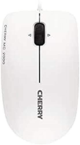 CHERRY MC 2000, Souris Filaire de Taille Standard, Design Symétrique pour Droitiers et Gauchers, 3 Touches, 1600 dpi, Tilt-Wheel, Homologation GS, Blanc grisé