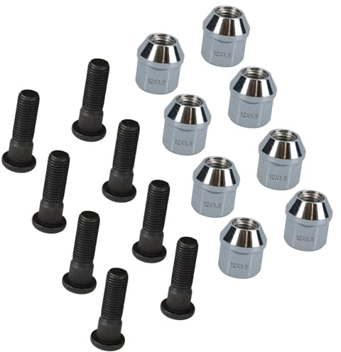 Pack de 8 M12 x 1,5 pour les goujons et écrous de roue 100mm moyeux remorque PCD