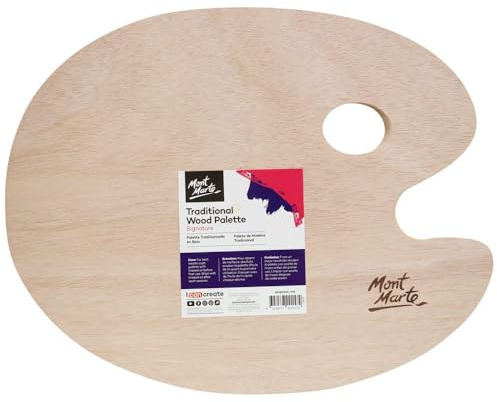 Mont Marte Paleta Pinturas Oleo – 30x38 cm – Paleta de Artista Ideal para la Pintura al Oleo – Paleta de Pintura Tradicional con Agujero para el Pulgar