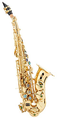 Lechgold LSS-20Lc Sopran-Saxophon lackiert, Gebogenes Sopransax aus Messing | Klarlackiert, Hoch-Fis-Klappe, Hoch-G-Klappe, Kräftiger, runder Klang, Sehr gefällige, ergonomische Klappenmechanik, 4 kg