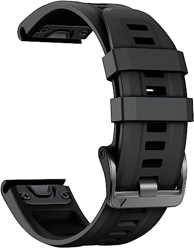 NotoCity 22mm Quick Fit Armband Kompatibel Mit Garmin Fenix 7/5/6/8/e, Fenix 5 Plus/6 Pro/7 Pro - Silikon-Ersatzarmband, Schwarz
