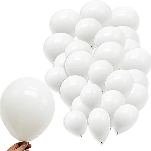 Lot de 100 ballons en latex pour anniversaire, mariage, festival, décoration de fête - Blanc - 25,4 cm