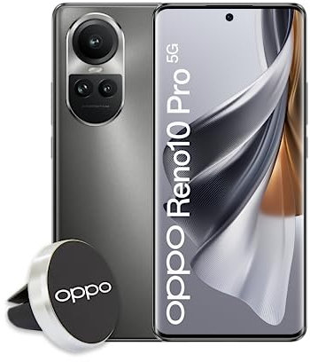 OPPO Reno10 Pro Smartphone 5G, AI Tripla Fotocamera 50+32+8MP, Selfie 32MP, Display 6.7 120HZ AMOLED, 4600mAh, RAM 12GB (Esp 24GB) + ROM 256GB, Supporto Auto, Versione Italia, Colore Silvery Grey