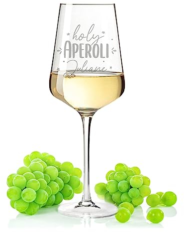 GRAVURZEILE Leonardo Aperol Glas mit Gravur - Holy Aperoli - Personalisiert mit Namen - Geschenkidee für Aperol Spritz & Cocktail Liebhaber - Weinglas für Sangria & Lillet - Farbe: Puccini