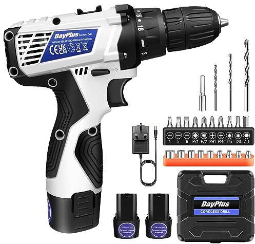 16.8V Cordless Drill with 2 Batteries 1500mAh, 18+1 Torque Cordless Power Drill, 2 Speed Electric Screwdriver Battery Hand Drill Set, 42Nm Electric Drill Driver with 24 Drill Bits for Home DIY Project