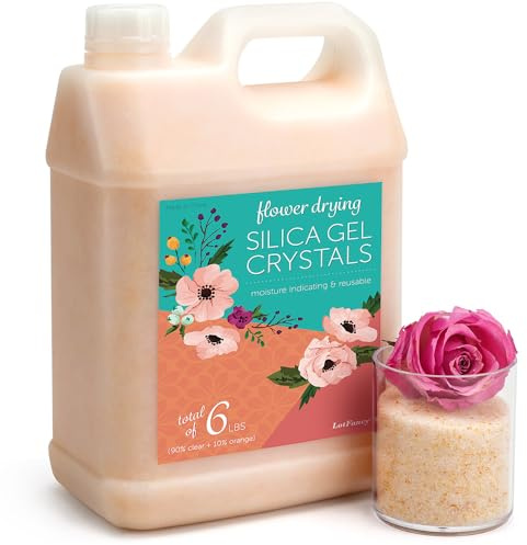 LotFancy Silica Gel zum Blumen Trocknen 2,7 Kg, Silicagel mit Indikator | Wiederwendbares Trockenmittel, Feine Kristalle < 1 mm für Blumen, Brautstrauß konservieren