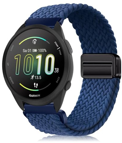 YealRed 20 mm nylonrem kompatibel med Garmin Forerunner 570 42 mm/Vívoactive 6/5, magnetiskt spänne sportband för Garmin Forerunner 165/165 Music, 20mm