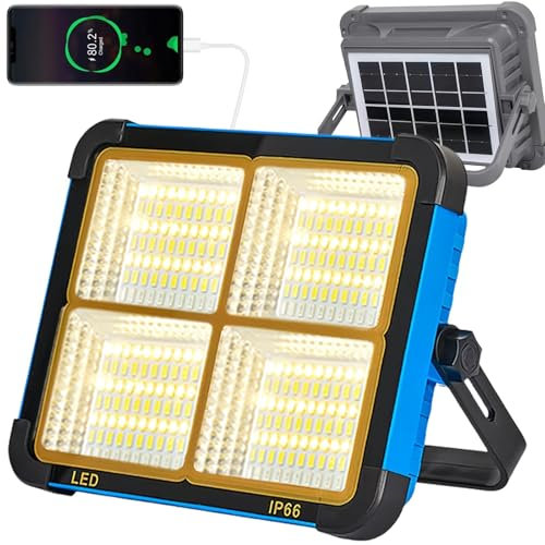 Faretto a LED a batteria, 300 W, lampada da lavoro a batteria, 336 LED, 4 modalità di luce, batteria esterna con 16500 mAh, USB, ricaricabile, power bank IP66, impermeabile, per cantieri, emergenze,
