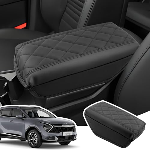 LANGBEAN Housse d'Accoudoir pour Kia Sportage HEV MHEV PHEV 2022-2025 | Transmission Automatique / Électronique, Couvre Accoudoir Console Centrale, Matériel PU Épaissi, Rehausser l'Accoudoir 3,5CM