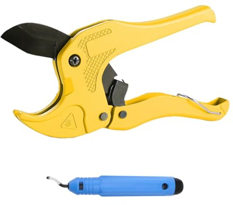 Juego de cortatubos de 0 a 42 mm, robusto y fácil de usar, cortador de tubos, versátil, cortatubos de plástico, para acero inoxidable, plástico, tubo de cobre, aluminio (amarillo)