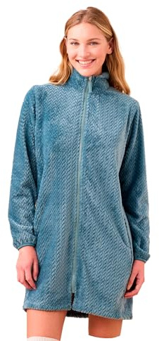 Noidinotte - Vestaglia donna invernale in coral articolo unito. - XL Azzurro