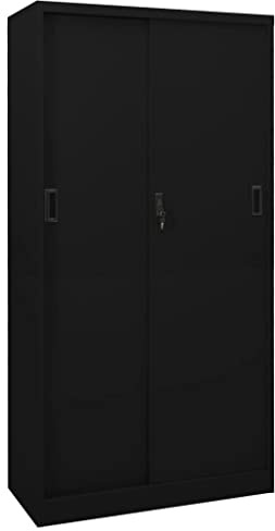 Générique Armoire de Bureau avec Porte coulissante Noir 90x40x180cm Acier,Meubles,Armoires & Meubles de Rangement,Casiers & armoires de Rangement,Noir,45.9 KG,335960