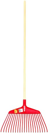 Amtech - 380mm Plastic Leaf Rake with 140cm Pine Handle, Lightweight and Gentle on Lawns, Ideal for Small Gardens and Paths