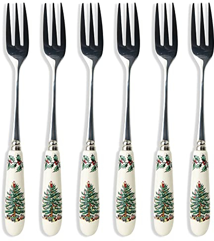 Spode Christmas Tree Pastry Fork, Set of 6 (Multicolor)