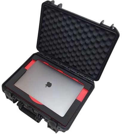 TOMcase Wasserdichter Laptop Koffer IP67 - Stoßfester Hardcase Schutzkoffer für Apple MacBook Pro Air 13 14 15 16 Zoll und Zubehör - Outdoor Notebook Transportkoffer mit passgenauem Inlay