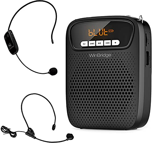 Amplificador de voz portátil Auriculares inalámbricos y con cable Micrófono Altavoz Mini Micrófono personal ligero para profesores Soporta entrada AUX, Bluetooth 5.0, grabación - S278UHF