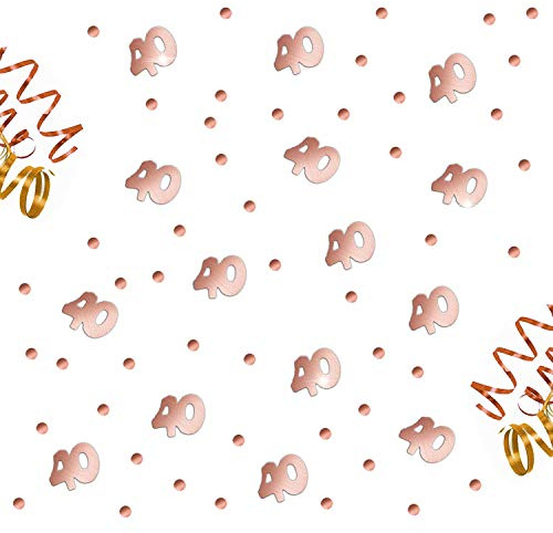 Oblique Unique® 40. Geburtstag Jubiläum Konfetti Roségold Punkte + Zahl Mix Tisch Deko Streudeko über 300 Stück