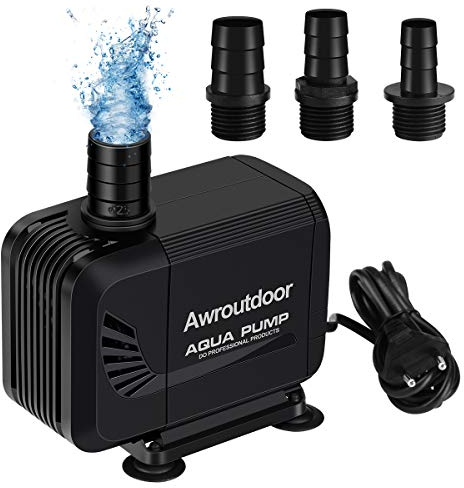 Awroutdoor Pompe à Eau Submersible 35W, 2500 L/H Pompe à Eau Ultra Silencieuse Pompe de Bassin Submersible pour Bassin, Fontaine de Jardin Aquarium, Fontaine de Jardin Aquarium avec 3 Buses 19/22/25mm