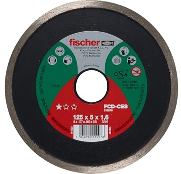 Fischer FCD-CES 125x2,2 DIA Disco da Taglio Diamantato Corona Continua per Taglio Preciso Piastrelle, per Smerigliatrice Angolare, 1 pz