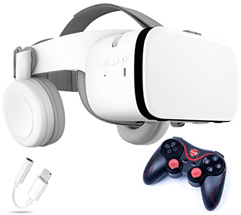 Gafas de Realidad Virtual, 3D VR Gafas con Controlador Bluetooth para Juegos Visión Panorámico VR Glasses para iPhone 13 Pro Max/13 Pro/13/12/11, para Samsung Galaxy S21, Huawei, Xiaomi