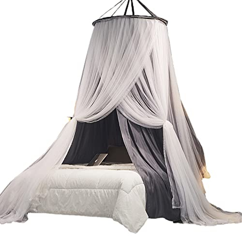 DONGCY Moskitonetz für Bett Groß Mückennetz Doppelschicht Spitze Prinzessin Spielzelte Doppelbetten Einzelbetten für Zuhause Auch Auf Der Reise,Gray,XXL(180cm)