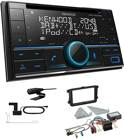Kenwood DPX-7300DAB 2-DIN Autoradio mit Bluetooth Digitalradio DAB+ USB CD passend für Skoda Fabia II 2007-2014 schwarz inkl Canbus