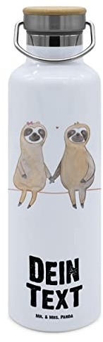 Mr. & Mrs. Panda Personalisierte Trinkflasche Faultier Pärchen - Geschenke, Flasche personalisiert, Liebe, Mit Gravur, Faultiere, Thermo-Trinkflasche Namen