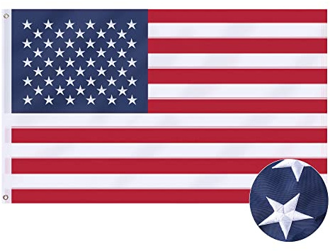 VICDRIA Bandera estadounidense de 1 x 1.5 pies – Bandera de Estados Unidos de poliéster Oxford 210D resistente y duradera con estrellas bordadas y ojales de latón
