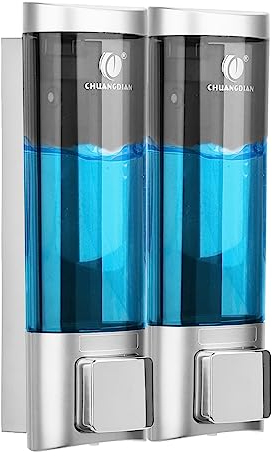 Seifenspender Wandbefestigung ohne Bohren für Duschgel, Shampoo, Desinfektionsmittel, Spülmittel (2 x 200ml)