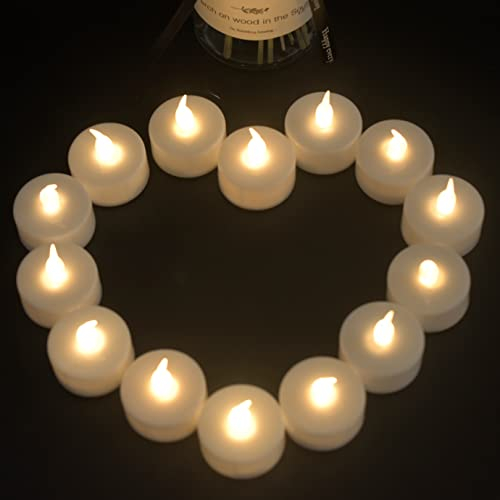 Velas de té LED sin llama: 50 piezas realistas y brillantes parpadeantes velas de té LED duraderas para bodas, festivales, fiestas, decoración del hogar, blanco cálido